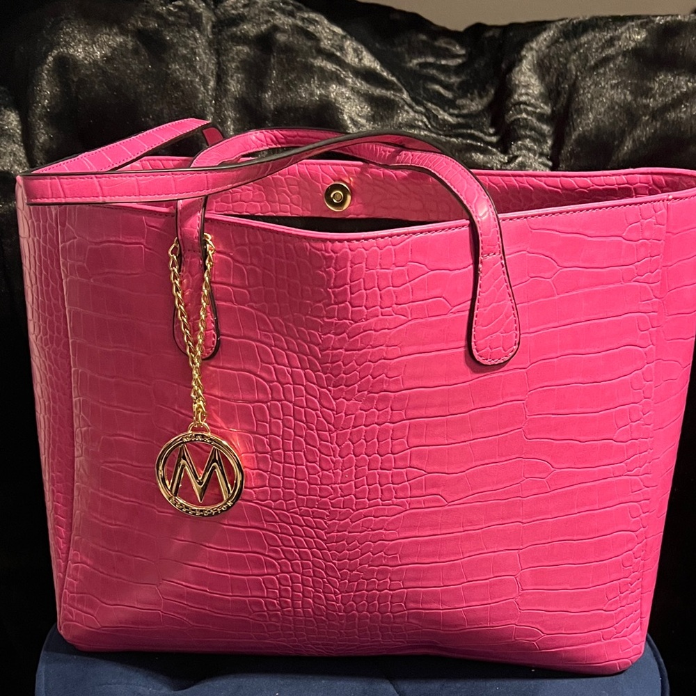 Mia K Farrow Vibrant Pink Embossed Tote